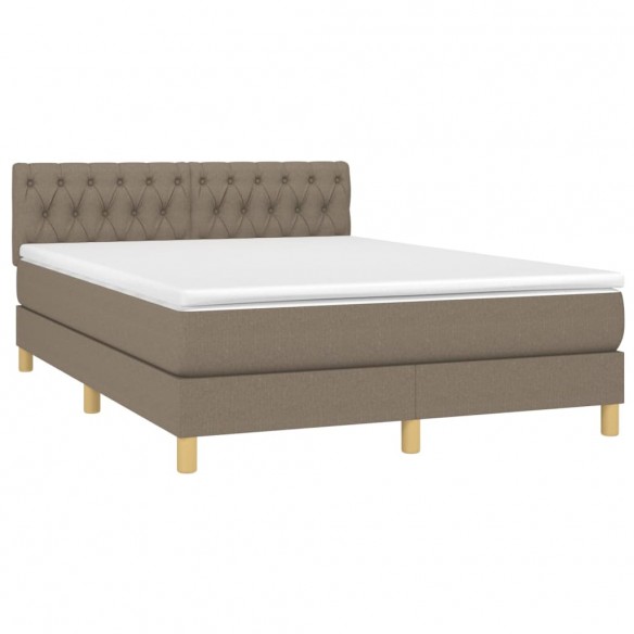 Cadre de lit avec matelas LED Taupe 140x200 cm Tissu