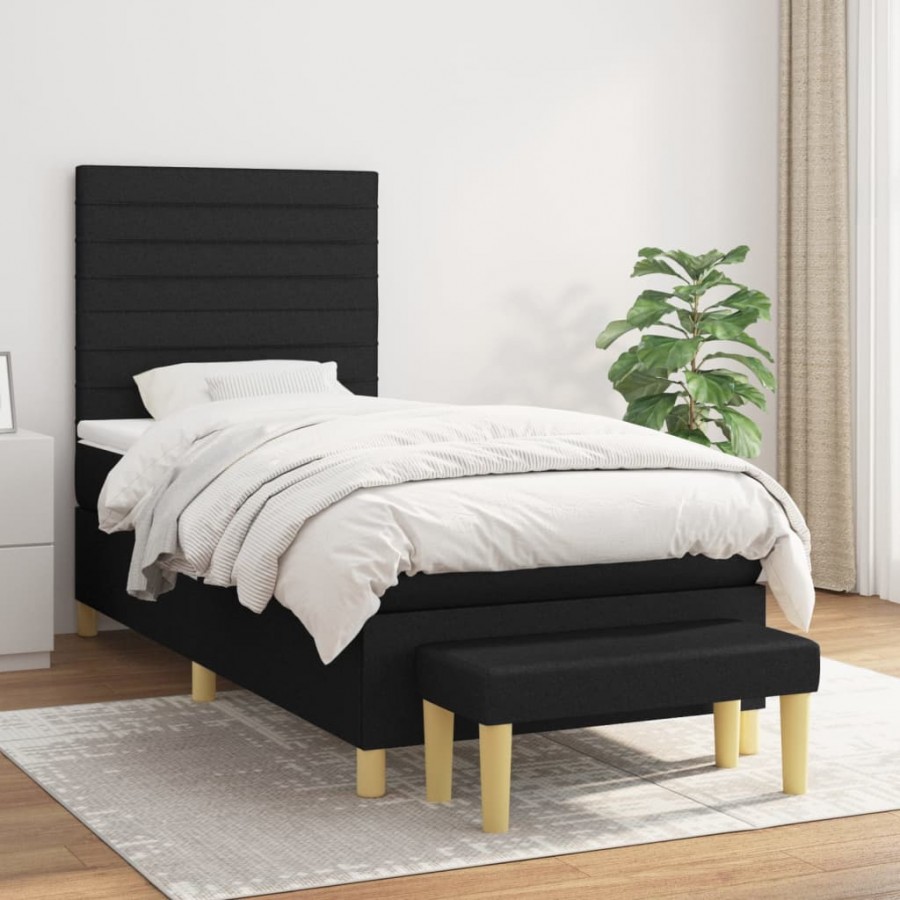 Cadre de lit et matelas Noir 80x200 cm Tissu