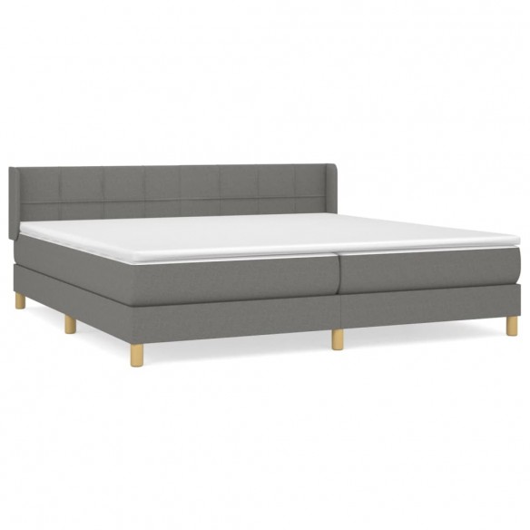 Cadre de lit avec matelas Gris foncé 200x200cm Tissu