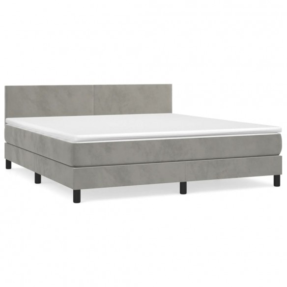 Cadre de lit et matelas Gris clair 160x200cm Velours