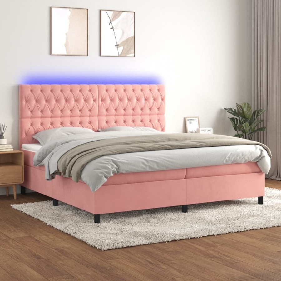 Cadre de lit matelas et LED Rose...