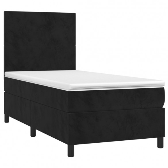 Cadre de lit et matelas et LED Noir 80x200cm Velours