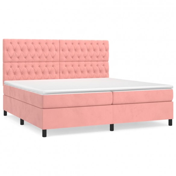 Cadre de lit avec matelas Rose 200x200 cm Velours