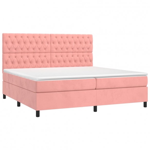 Cadre de lit avec matelas Rose 200x200 cm Velours