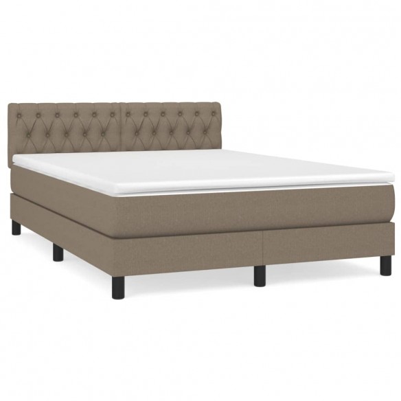 Cadre de lit avec matelas Taupe 140x200 cm Tissu