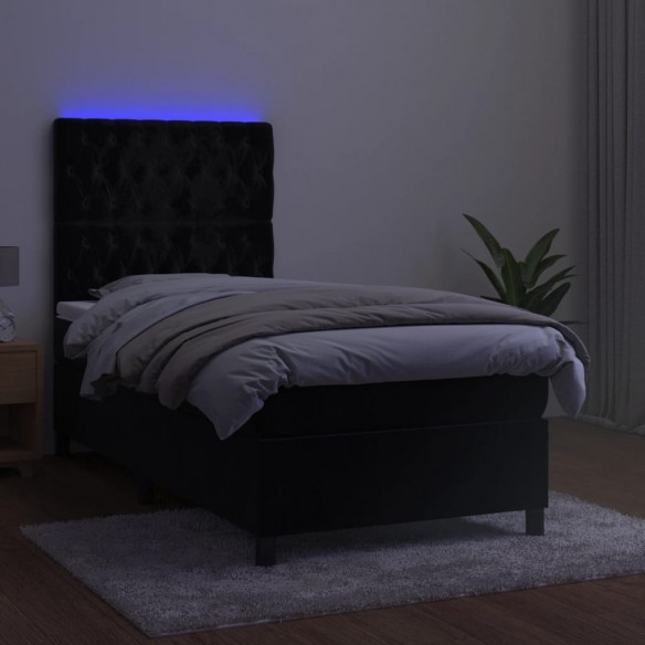 Cadre de lit matelas et LED Noir 80x200 cm Velours