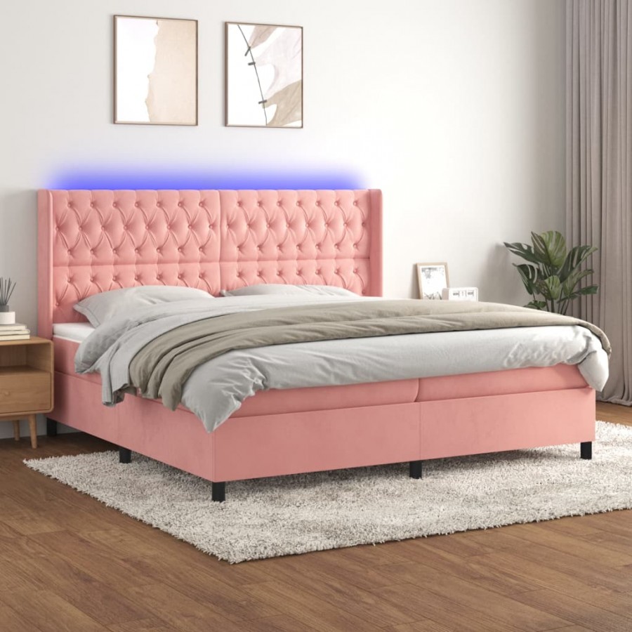 Cadre de lit matelas et LED Rose 200x200 cm Velours