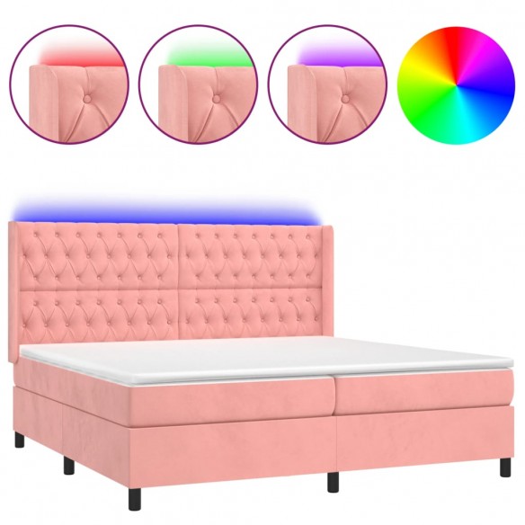 Cadre de lit matelas et LED Rose 200x200 cm Velours