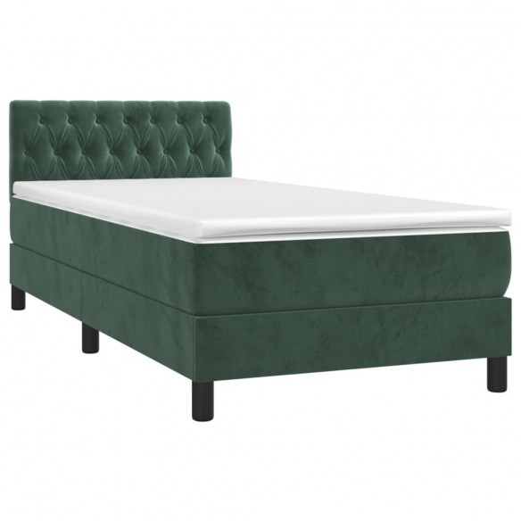 Cadre de lit avec matelas et LED Vert foncé 90x190cm