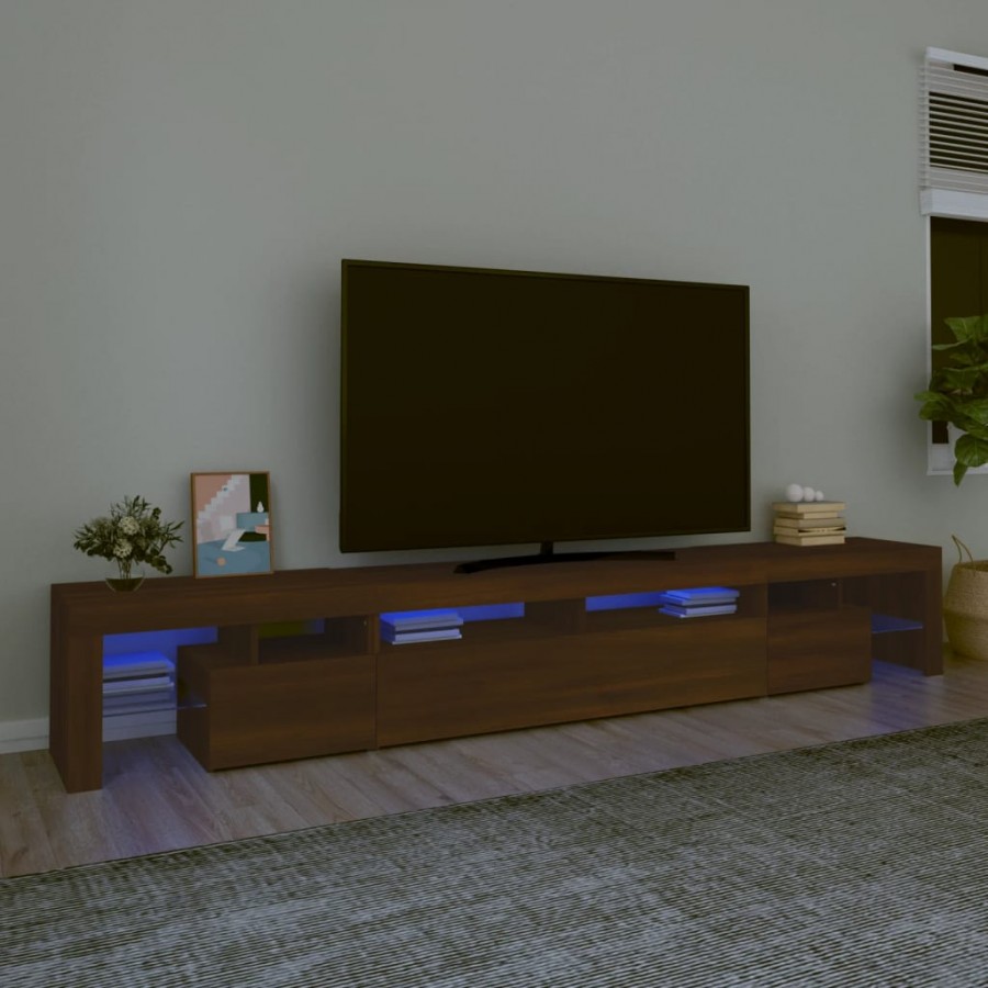 Meuble TV avec lumières LED Chêne marron 260x36,5x40 cm