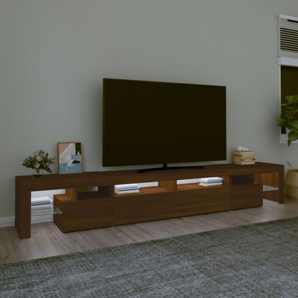 Meuble TV avec lumières LED Chêne marron 260x36,5x40 cm