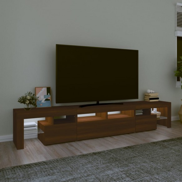 Meuble TV avec lumières LED Chêne marron 230x36,5x40 cm