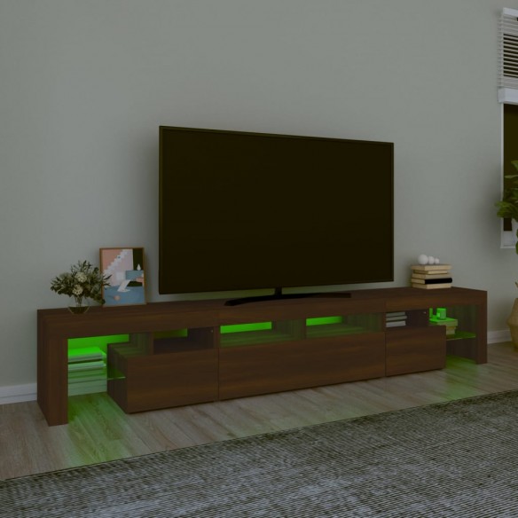 Meuble TV avec lumières LED Chêne marron 230x36,5x40 cm