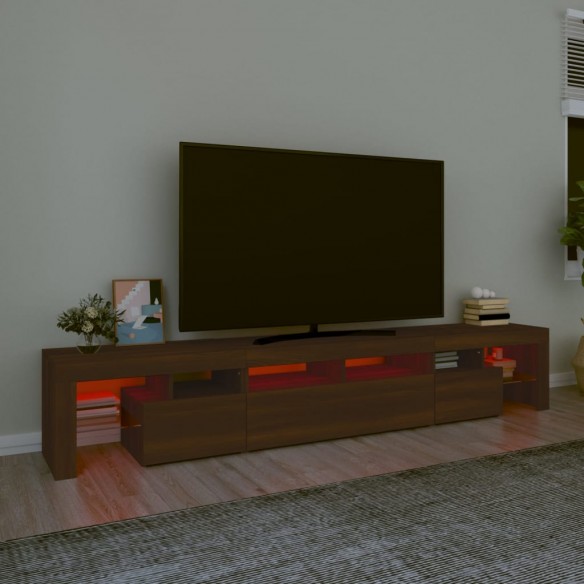 Meuble TV avec lumières LED Chêne marron 230x36,5x40 cm