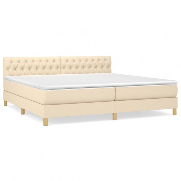 Cadre de lit avec matelas Crème 200x200 cm Tissu