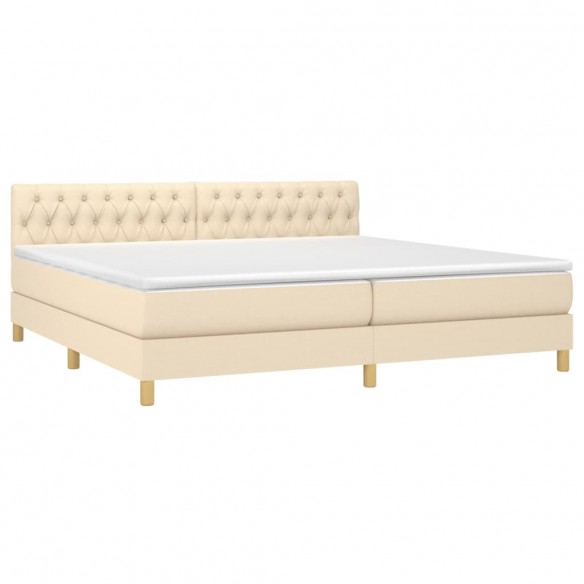 Cadre de lit avec matelas Crème 200x200 cm Tissu