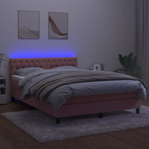 Cadre de lit avec matelas et LED Rose 140x190 cm