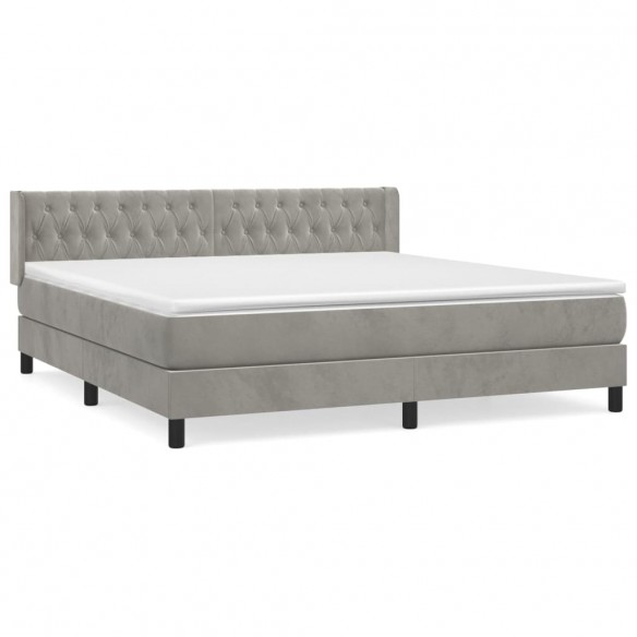 Cadre de lit et matelas Gris clair 180x200cm Velours