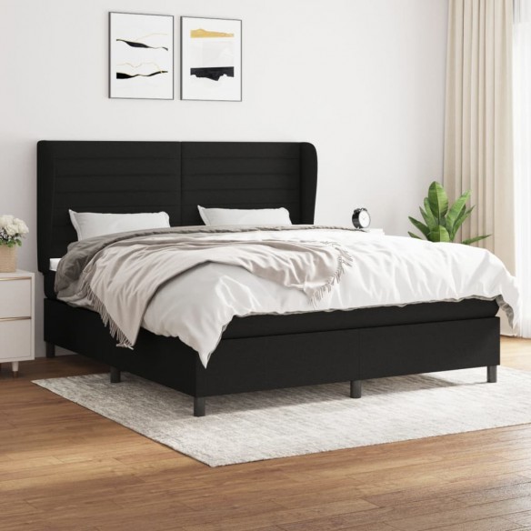 Cadre de lit avec matelas Noir 160x200 cm Tissu