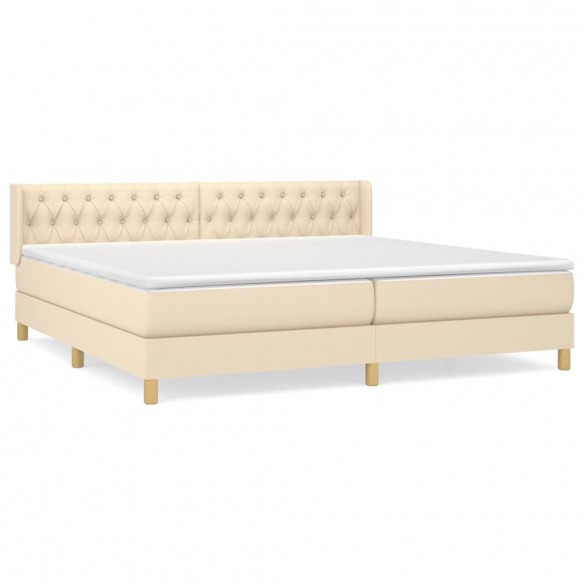 Cadre de lit avec matelas Crème 200x200 cm Tissu