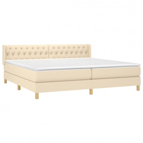 Cadre de lit avec matelas Crème 200x200 cm Tissu