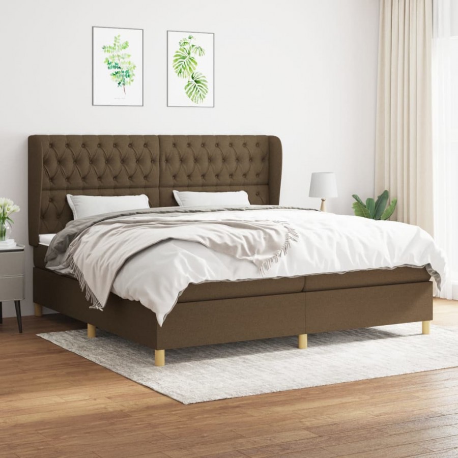 Cadre de lit avec matelas Marron foncé 200x200 cm