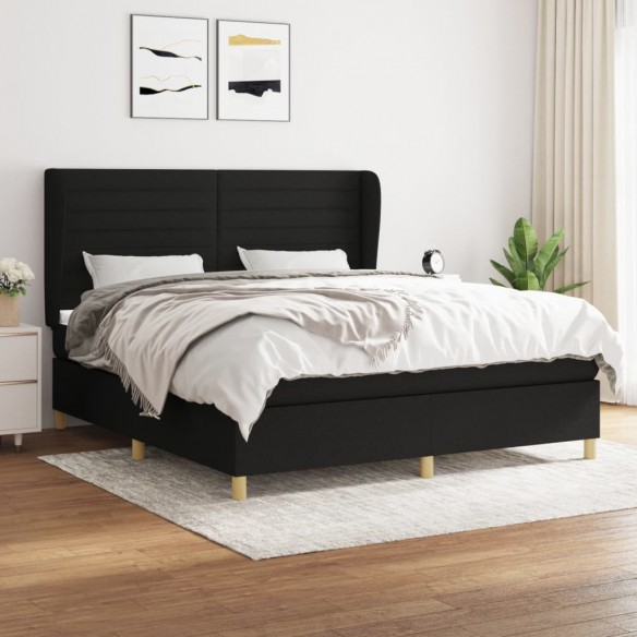 Cadre de lit avec matelas Noir 160x200 cm Tissu