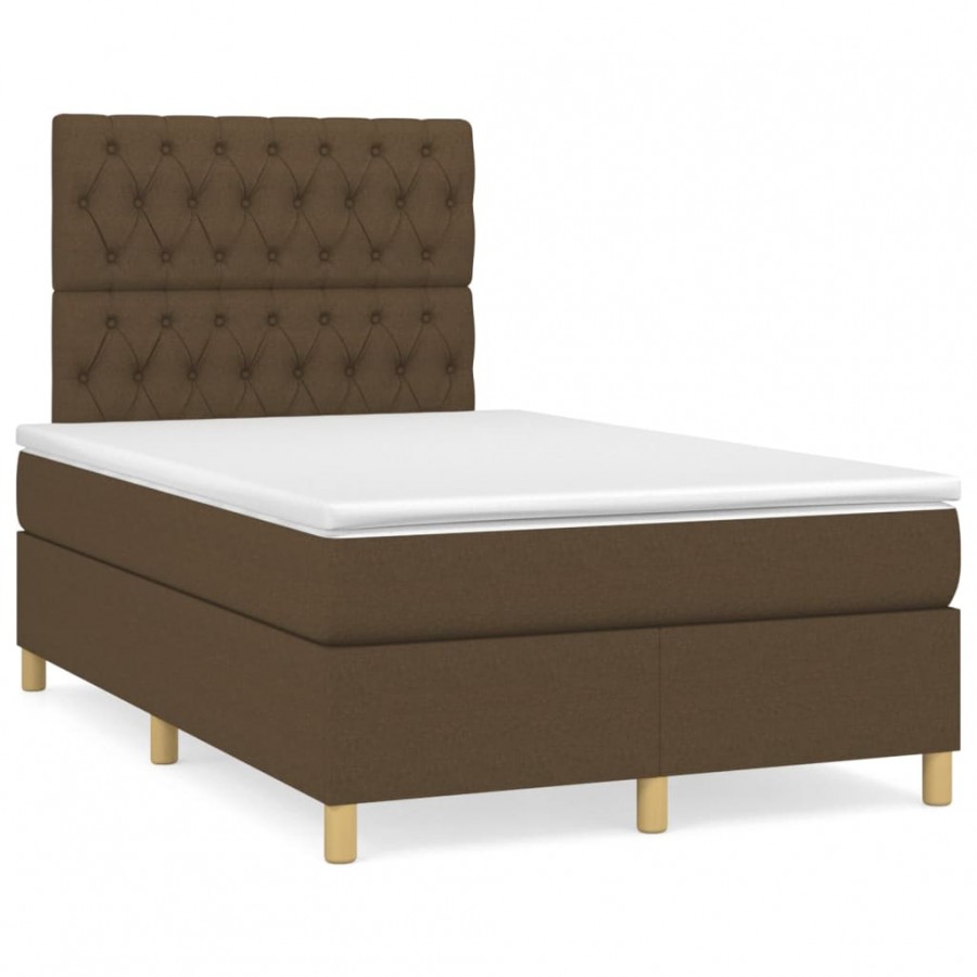 Cadre de lit matelas et LED marron foncé 120x190 cm