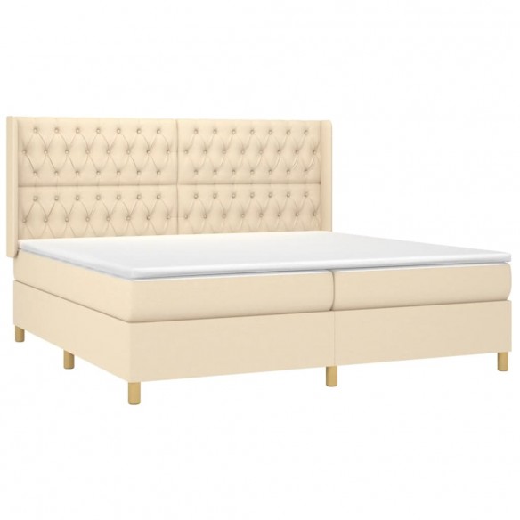 Cadre de lit matelas et LED Crème 200x200 cm Tissu