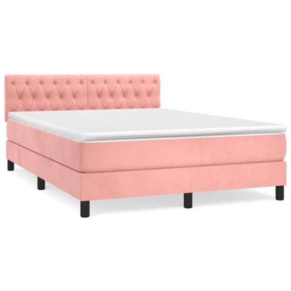 Cadre de lit avec matelas Rose 140x190 cm Velours