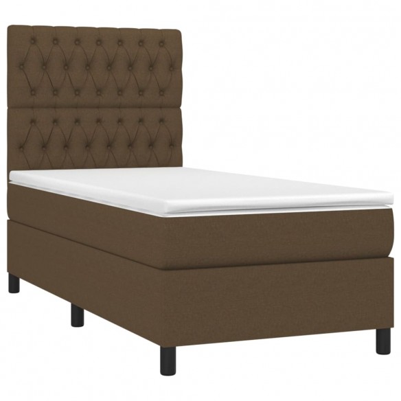 Cadre de lit avec matelas Marron foncé 90x200 cm