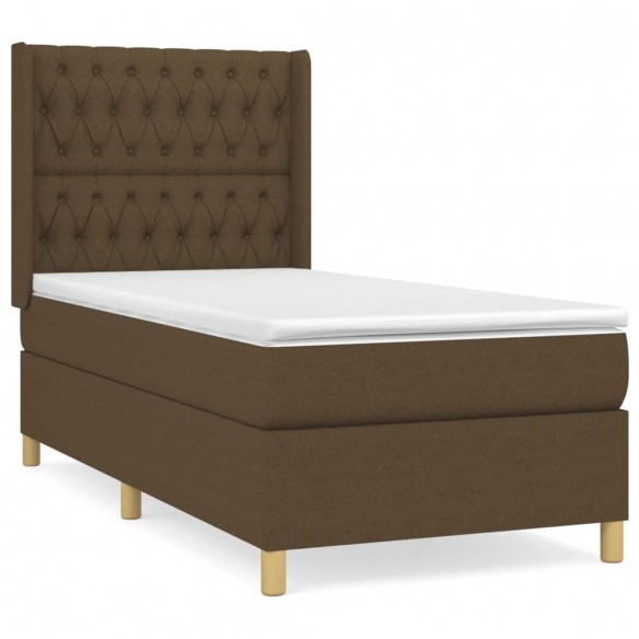 Cadre de lit avec matelas Marron foncé 90x200 cm