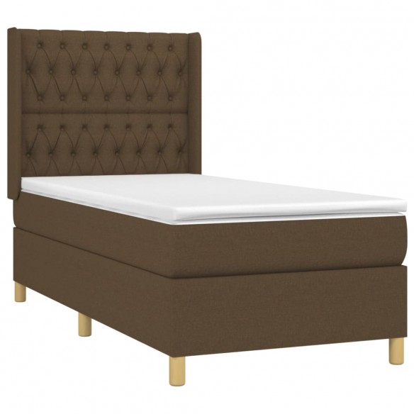 Cadre de lit avec matelas Marron foncé 90x200 cm