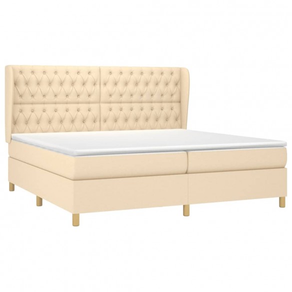 Cadre de lit avec matelas Crème 200x200 cm Tissu