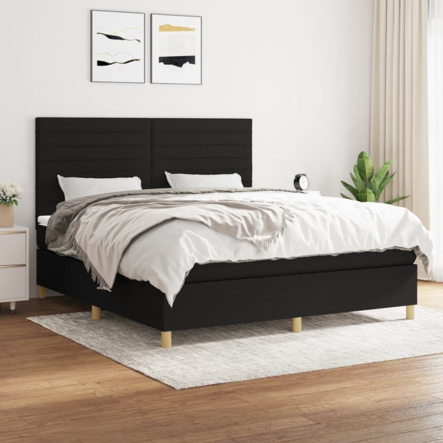 Cadre de lit avec matelas Noir 160x200 cm Tissu