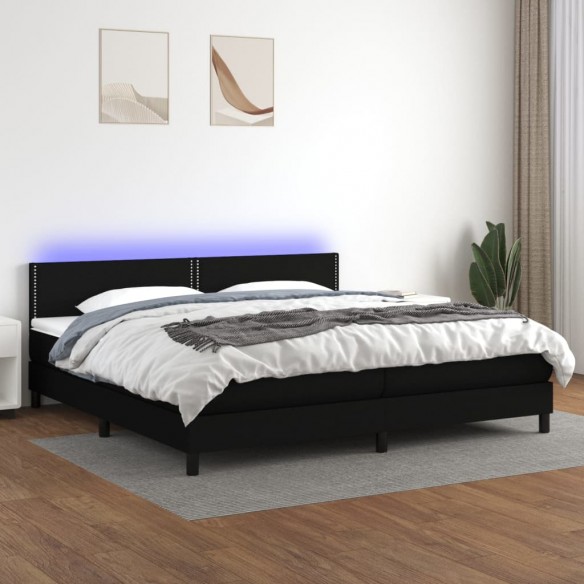 Cadre de lit et matelas et LED Noir 200x200 cm Tissu