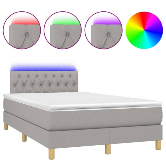 Cadre de lit matelas LED Gris clair 120x200 cm Tissu