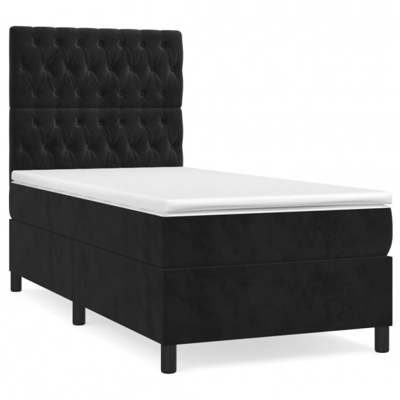 Cadre de lit avec matelas Noir 90x200 cm Velours