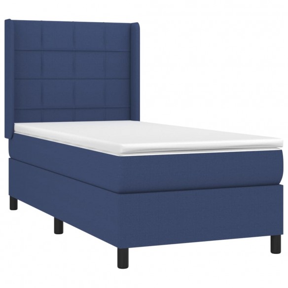 Cadre de lit avec matelas Bleu 80x200 cm Tissu