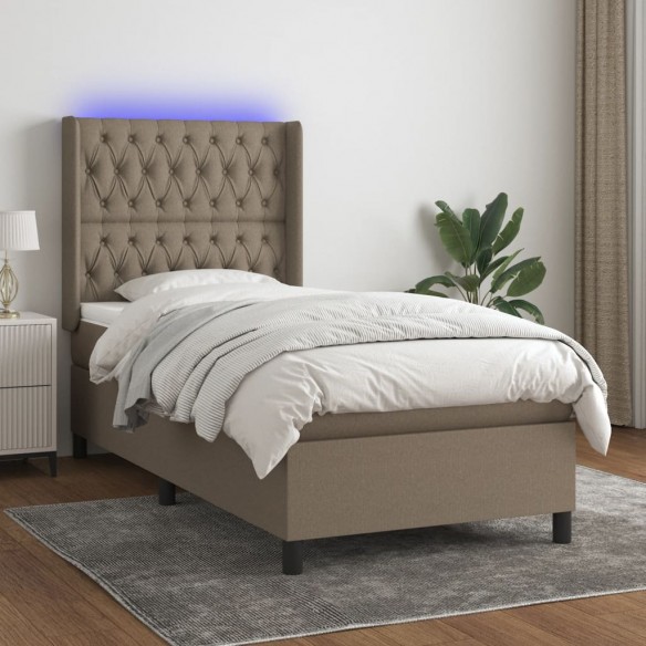 Cadre de lit matelas et LED Taupe 80x200cm Tissu