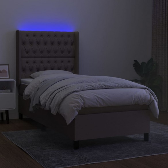 Cadre de lit matelas et LED Taupe 80x200cm Tissu