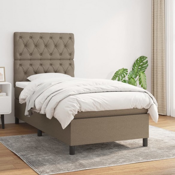 Cadre de lit avec matelas Taupe 80x200 cm Tissu