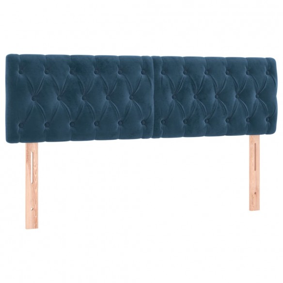 Cadre de lit et matelas Bleu foncé 140x190cm Velours