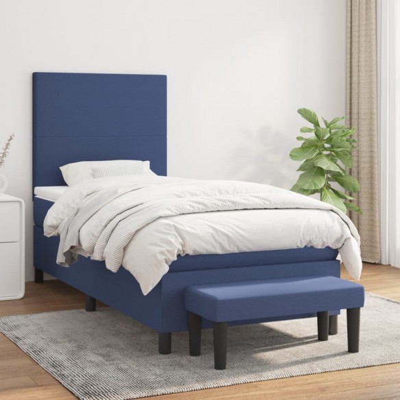 Cadre de lit avec matelas Bleu 80x200 cm Tissu