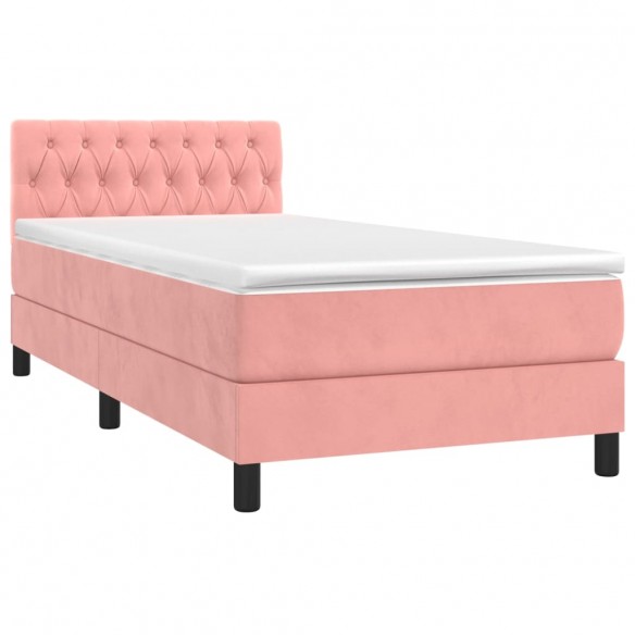 Cadre de lit avec matelas et LED Rose 90x200 cm