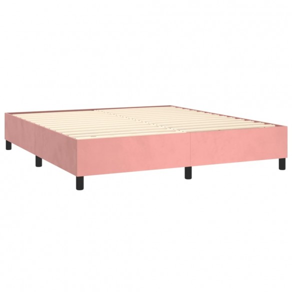 Cadre de lit matelas et LED Rose 160x200 cm Velours