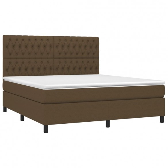 Cadre de lit matelas et LED Marron foncé 180x200cm