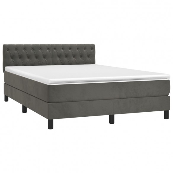 Cadre de lit avec matelas LED Gris foncé 140x200 cm