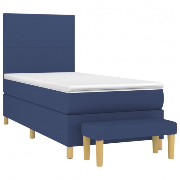 Cadre de lit avec matelas Bleu 80x200 cm Tissu