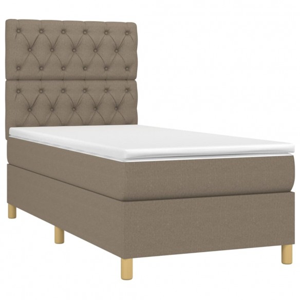 Cadre de lit et matelas et LED Taupe 80x200cm Tissu